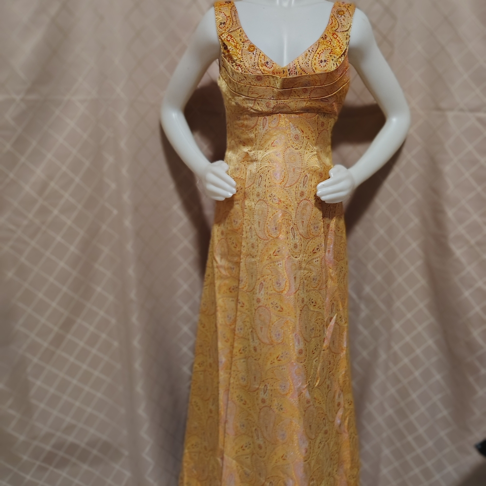 Elegant Paisley Gold Dress